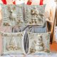 thumbnail image 4 of Funda decorativa festiva con motivos bordados de copos de nieve y renos para el sofá del hogar, 4 of 7