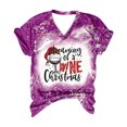 thumbnail image 2 of Puntoco moda navideña mujer casual con cuello en V blusa estampada manga corta camiseta tops Puntoco Puntoco-3247, 2 of 5