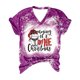 thumbnail image 2 of Pntutb moda navideña mujer casual con cuello en V blusa estampada manga corta camiseta tops Pntutb Pntutb-3246, 2 of 5