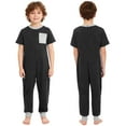 thumbnail image 5 of SiiRoh Children's Special Needs Adaptive Clothing Boys Short Sleeve Soft Overalls Long Leg Zip Back Jumpsuit Black 12, 5 of 6