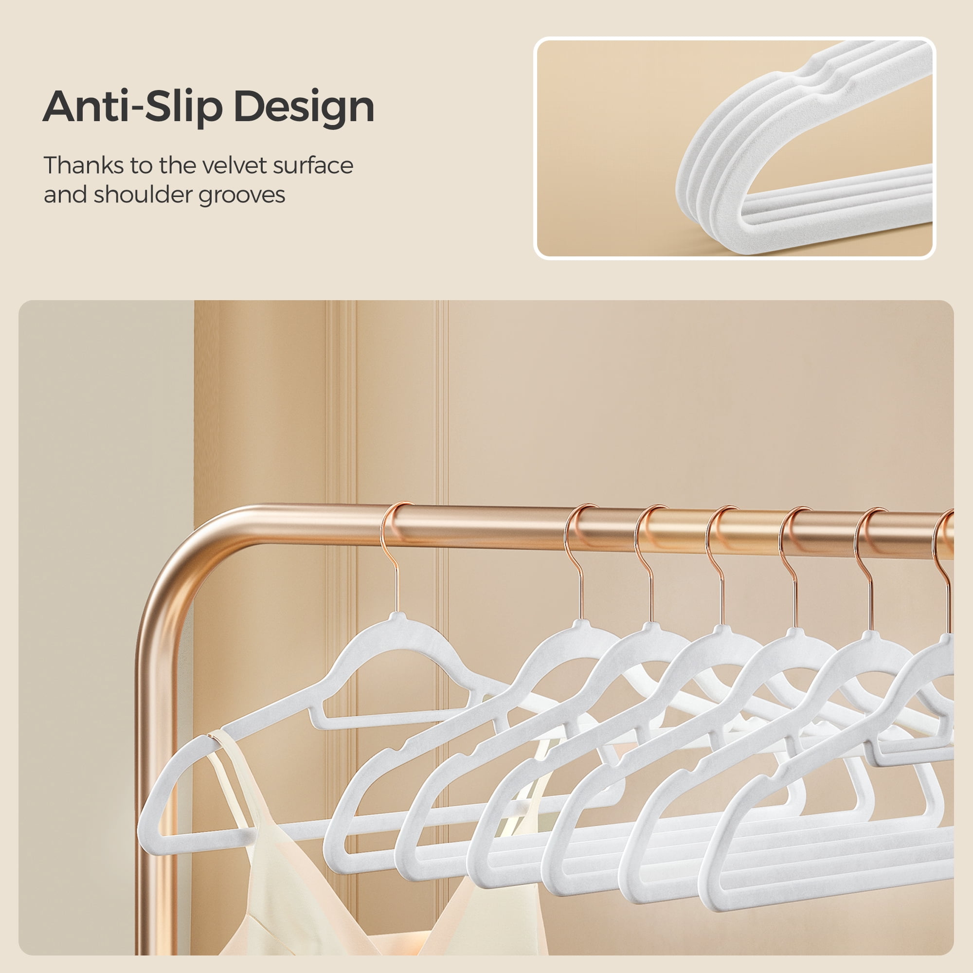 50 Pack Velvet Hangers Clothes Hanger with Swivel Hook Non-Slip for Coat Shirt Dress Pants Tie Cloud White