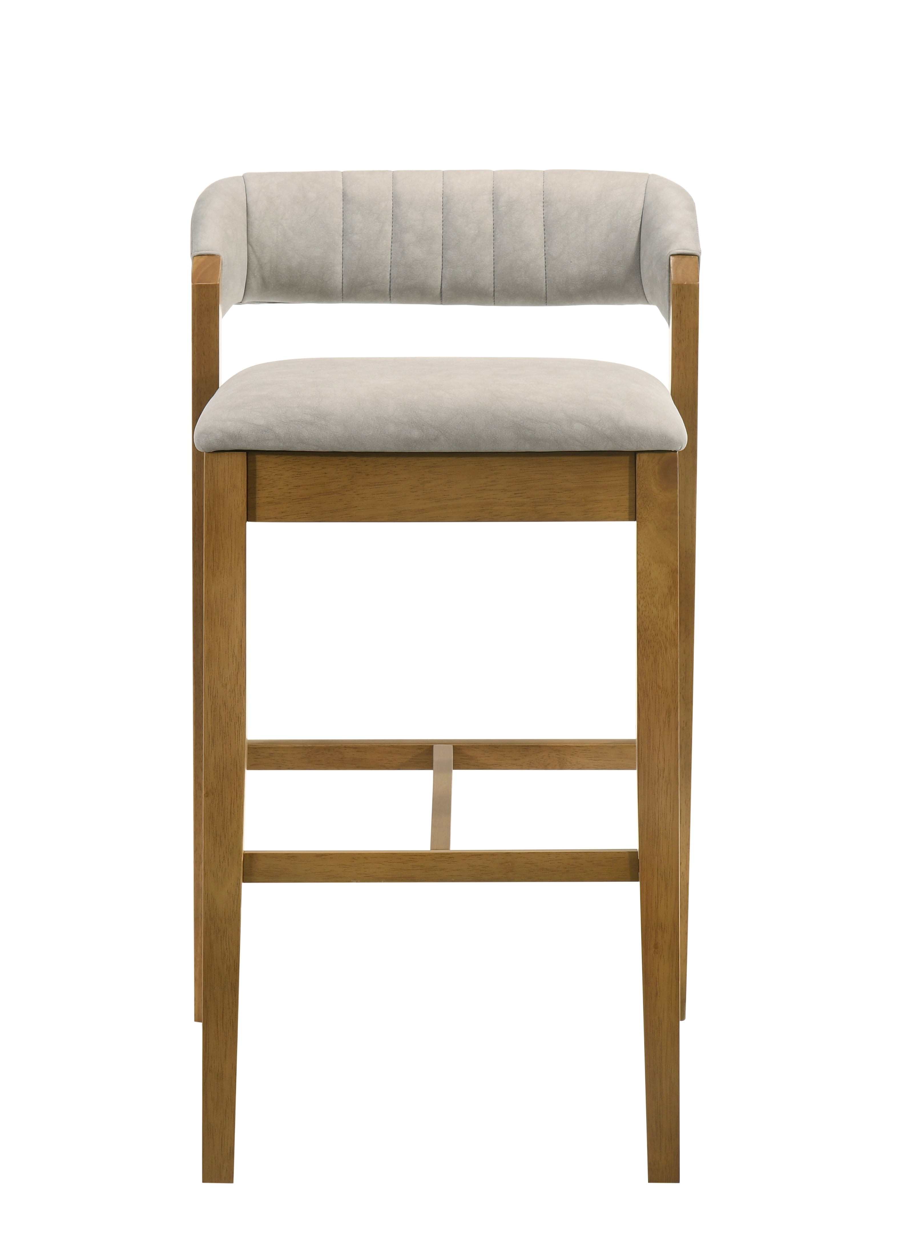 Landyn 26 in. Amber Glow Counter Height Rubberwood Barstool with Grey Fabric Seat - Set of 4