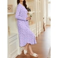 thumbnail image 6 of Avidlove Nightgowns for Women Floral Long Sleeve Henley Sleepshirt Full Length Nightdress Sleepwear with Pockets S-3XL, 6 of 8