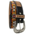 thumbnail image 3 of 35-36  Western Antique Basket Weave Tooled Beaded Full-Grain Leather Belt 26FK52, 3 of 4