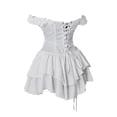 thumbnail image 5 of NordicNest Women's Off Shoulder Corset Dress Ruffle Hem Lace Up Mini Dress Gothic Outfits for Halloween, 5 of 7