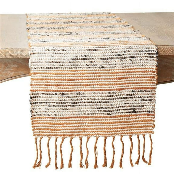 Saro Lifestyle 871.RU1672B 16 x 72 in. Stripe Dinner Oblong Table Runner, Rust