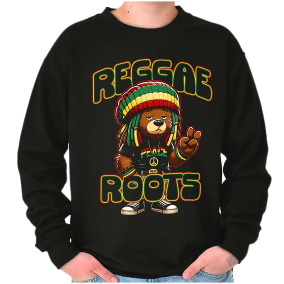 Reggae Roots Rastafari Teddy Bear Sweatshirt for Men or Women Brisco Brands S