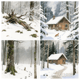 thumbnail image 2 of 24pcs Watercolor Winter Forest Scrapbook Papers - Snowy Scenes with Cabins & Wildlife Scrapbook Decoration,  Decorative Washi Sticker Material Paper,, 2 of 8