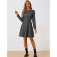 thumbnail image 4 of Vestido de tweed vintage Allegra K acampanado manga larga cuello Peter Pan Negro XS, 4 of 6