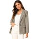 thumbnail image 1 of Blazers para mujer Chaqueta tipo blazer a cuadros con solapa con muesca Boyfriend Café ligero M, 1 of 6