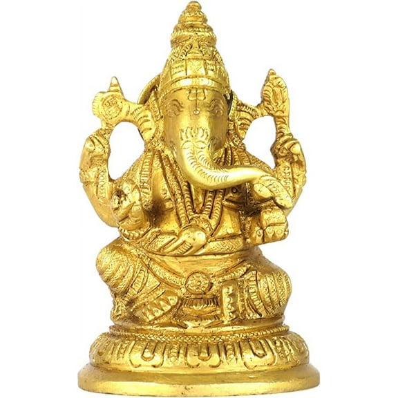 Brass Shri Ganesha Idol for Home Statue of Lord Hindu God (Ganesh-11)