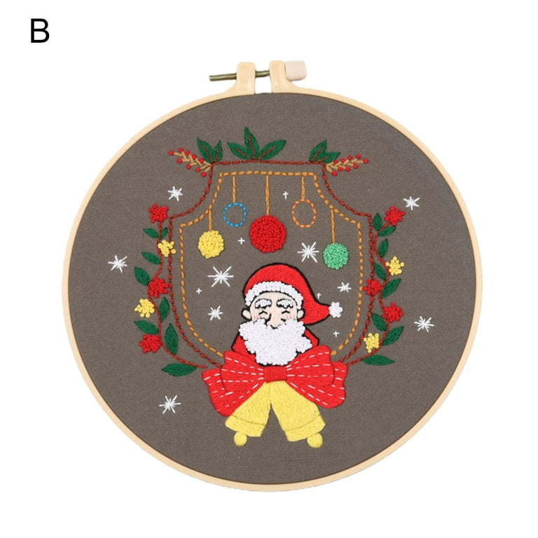 Pllieay Christmas Cross Stitch Beginner Kits for Kids 7-13,  Includes 6pcs Project Cross Stitch Pattern and 2pcs Hoops, 14 Skeins  Embroidery Floss, Needle Point Starter Kit Sewing Set with Instructions