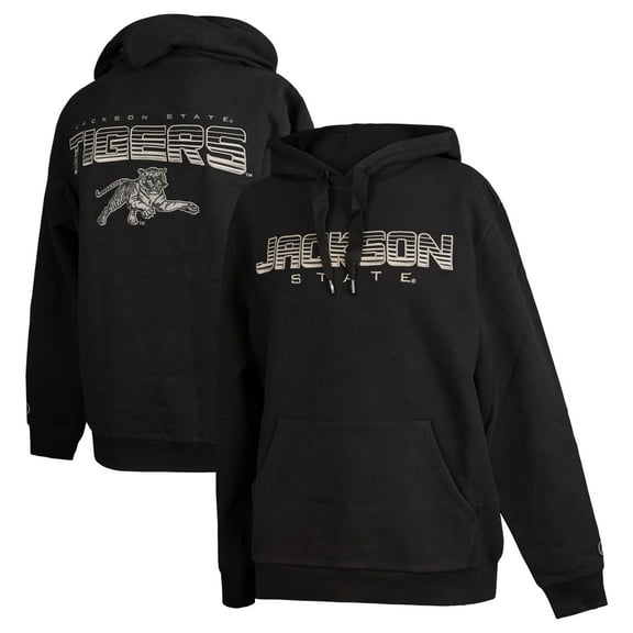Men's FISLL Black Jackson State Tigers Puff Print Sliced Pullover Hoodie