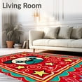 thumbnail image 2 of ODIKA 2'x3' Machine Washable Non-Slip Area Rug, Holiday Pug Scene with Decorative Stars and Playful Motifs High Traffic Rug, Red, 642184, 2 of 7
