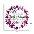 thumbnail image 3 of Strength Dignity Laughs Magenta Foliage 12 x 12 Glass Wall Hanging Sign, 3 of 4