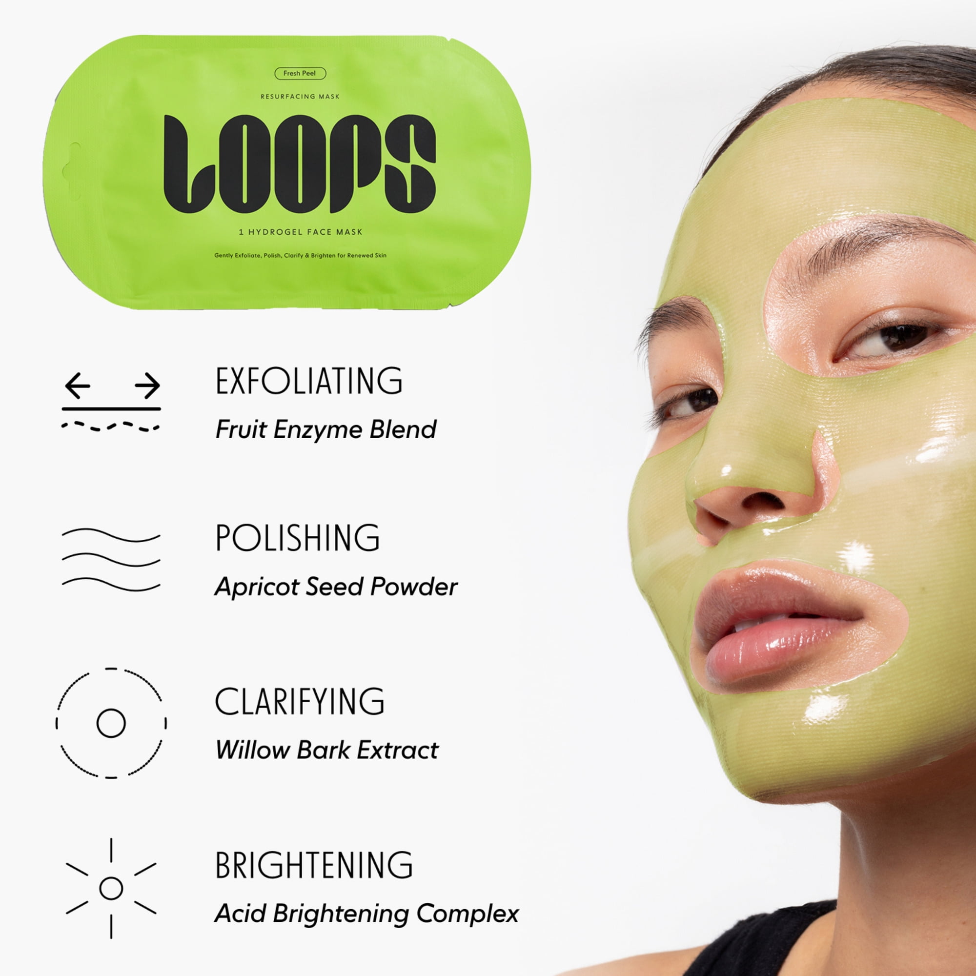 LOOPS Fresh Peel Exfoliating  Hydrogel Face Mask | Smoothing & Brightening | 5 Pack
