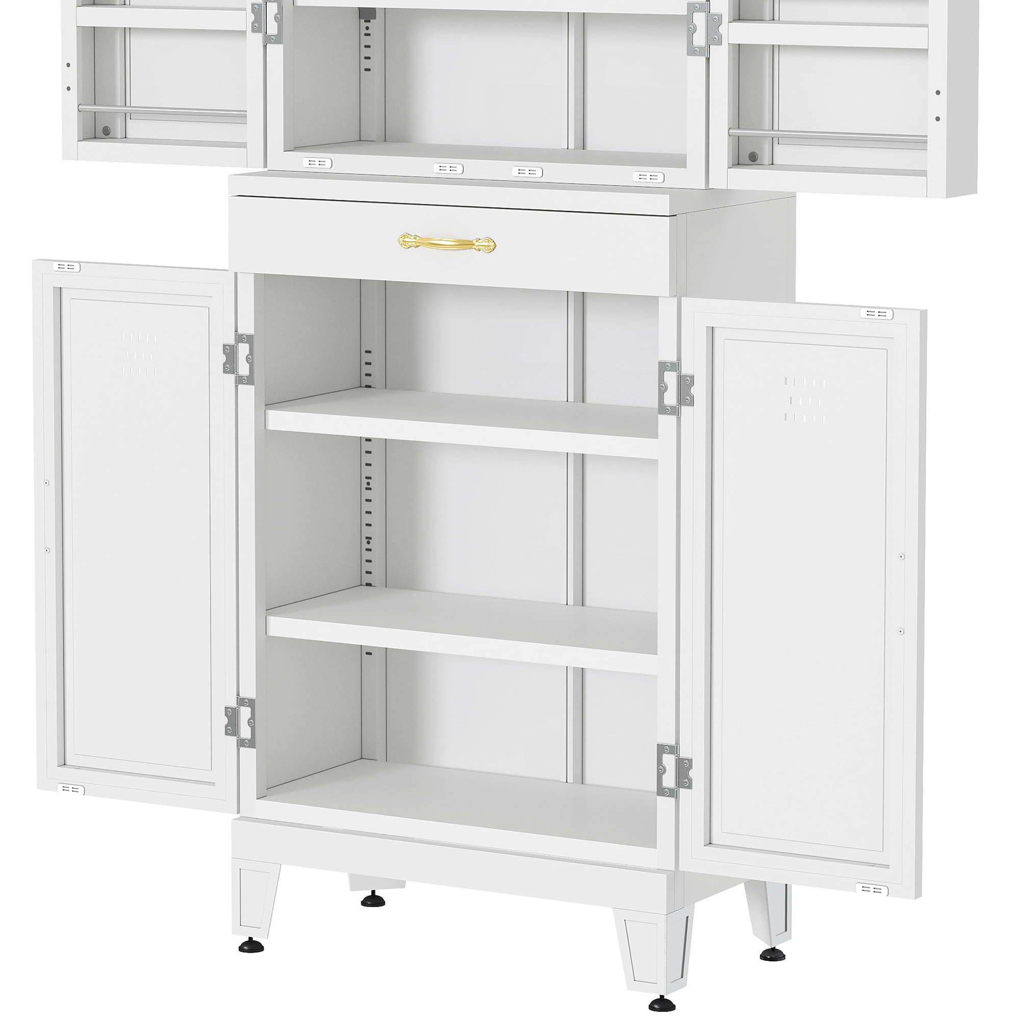 DEXTRUS 70.9"H Pantry Cabinet with Doors & Drawer, Metal Kitchen Storage Cabinet, White