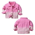thumbnail image 4 of Gubotare Girl's Denim Jacket Toddler Girl's Ruffle Long Sleeve Button Up Denim Shirt Jacket Size 12 18 Months (Red,12-18 Months), 4 of 8