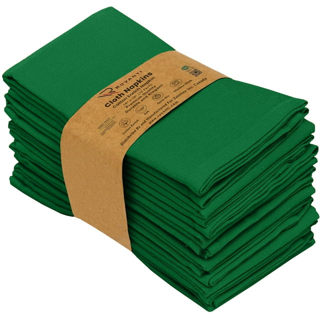Juego de 12 servilletas de tela RUVANTI, mezcla de algodón lavable de 45 x 45 cm