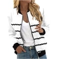thumbnail image 3 of QATAINLAV Womens Fall Coats Fashion Striped Cardigan Tops Casual Full Zip Long Sleeve Bomber Jackets Outerwear with Pockets, White, XXL, 3 of 6