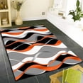 thumbnail image 2 of Orange Gray Wavy Area Rug, Abstract Black Gray Geometric Lines Washable Carpets, Cozy Breathable Absorbent Rugs, Reduce Noise Dirty Resistant Playing Mat For Sofa Entrance Family 3' x 4', 2 of 7