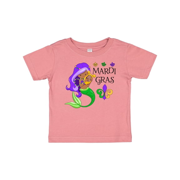 Inktastic Mardi Gras mermaid with harp and beads Boys or Girls Baby T-Shirt