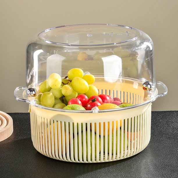 Colador de Cocina de Doble Capa, Colador de Cocina, Juego de Cesta de Dreneze de Doble Capa Con Cesta de Deneze Giratoria para Lavar Verduras, Escurrir Frutas