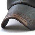 thumbnail image 2 of Baseball Cap leather Adjustable Classic Referee Snapback Dad Hat(Black), 2 of 3