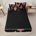 thumbnail image 4 of Castle Fairy Watercolor Camo Blotch Zipper Twin Comforter Sets with Fitted Sheet and 2 Pillowcases,Abstract Vertical Splash Shape Zipper Bedding Set,Olive Pink Black,Reversible, 4 of 7