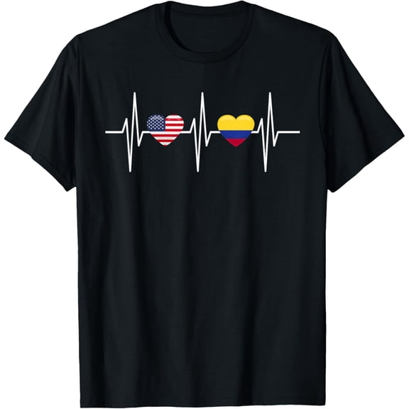 Playful Comfort Tee - USA Colombia Shirt Heartbeat America Colombian Flag Heart T-Shirt