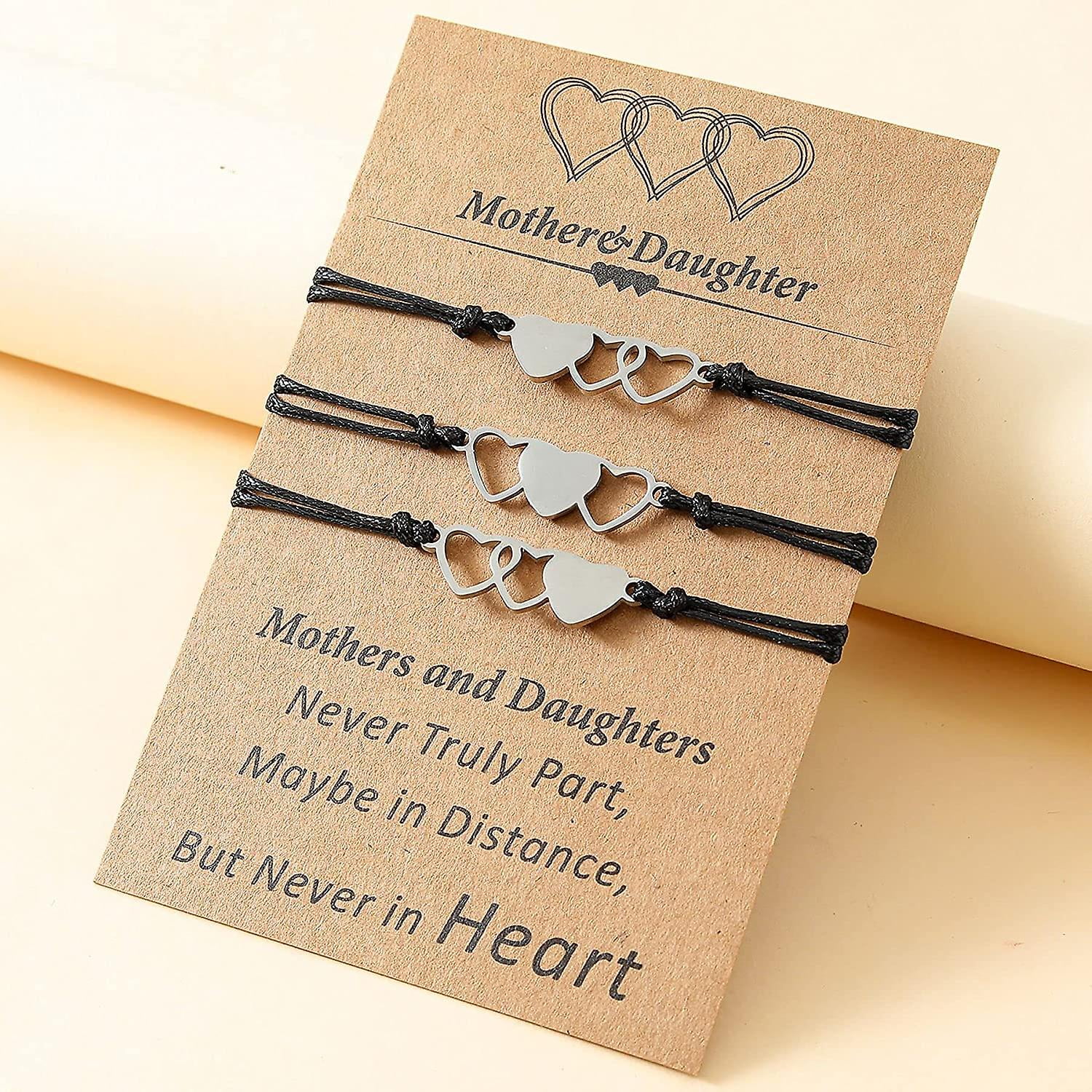 Desimtion Mother Daughter Matching Bracelet Set - Heart Wish Bracelets For 2, 3, 4, 5, Or 6 People, Perfect Mother's Day Gift
