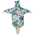 thumbnail image 2 of Dailycode Wearable Blanket Hoodie Oversized Sherpa Flannel Blankets with Pocket for 3-14 Year Old Cartoon Dinosaur with Bike, 2 of 7