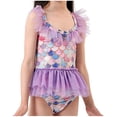 thumbnail image 2 of Traje de baño estilo sirena con volantes de 1 pieza para niñas y niños para playa, traje de baño de verano, ropa de playa para vacaciones (PP-M 120-130), 2 of 5