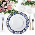 thumbnail image 3 of Blue Flower Round Placemat Set of 4, Non-Slip Heat Resistant & Waterproof Plate Pads for Dinner Table Table Placemats, 15.4 in Home Decor, 3 of 6