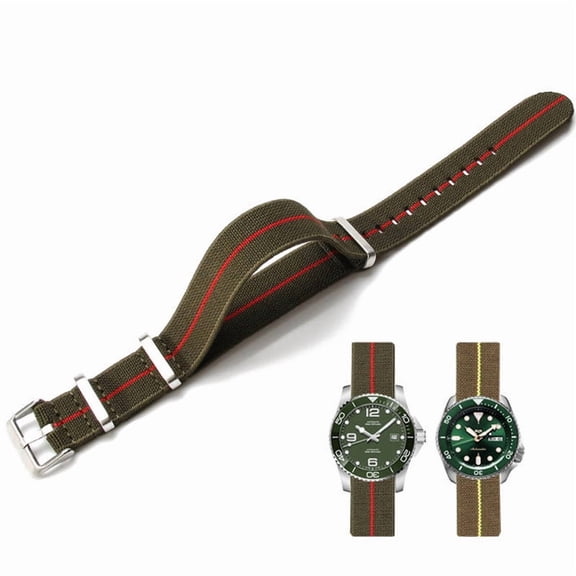 Nylon Elastic Watch Strap Parachute Style Watch Band 18mm 20mm 22mm Premium Striped Nylon One-Piece Watchband Smartwatch Band Replacement Strap for Men Women