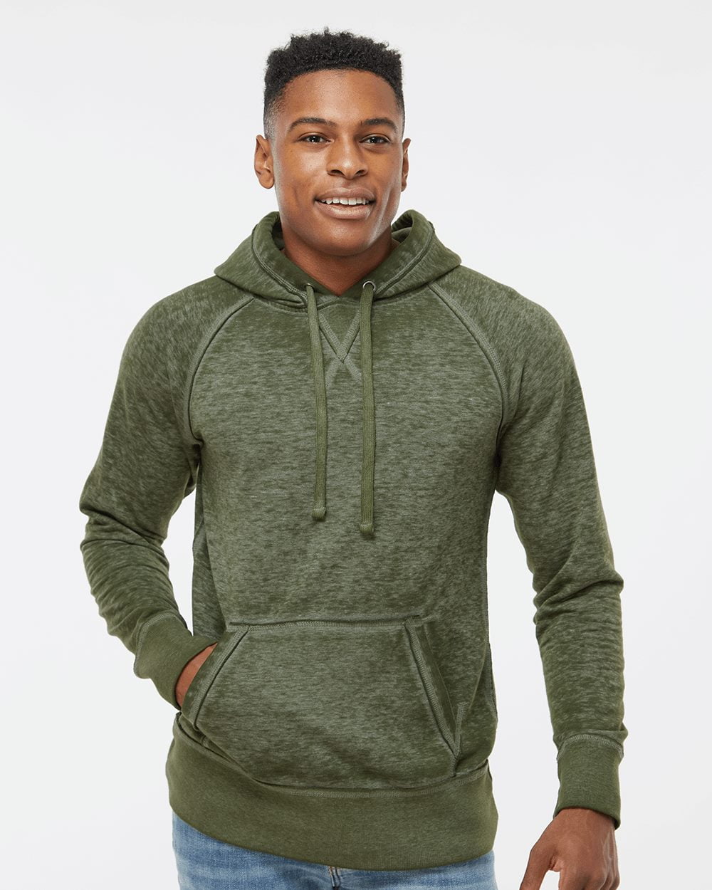 J. America - Vintage Zen Fleece Hooded Sweatshirt - 8915 - Twisted Olive -  Size: XL