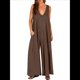 thumbnail image 3 of Mono Informal de Verano para Mujer, Holgado, Sin Mangas, con Cuello en V, Pierna , , Holgado, con Bolsillos. Marrón 02 L, 3 of 6