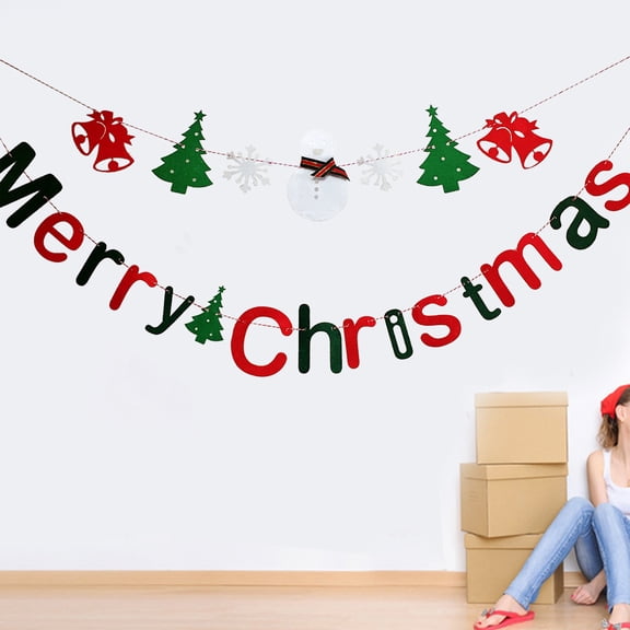 HONITANO Merry Christmas Letters Pull Flags Banner in Assorted Colors for Indoor and Outdoor Decoration