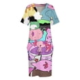 thumbnail image 4 of Vestido holgado con bolsillos y collage de ajolotes coloridos, elegante y holgado, bonito vestido de verano para mujer., 4 of 7
