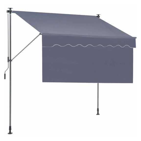 Retractable Awning 118", Outdoor Patio Sunshade Shelter, Adjustable Canopy Awning with Curtain - Backyard, Garden, Balcony