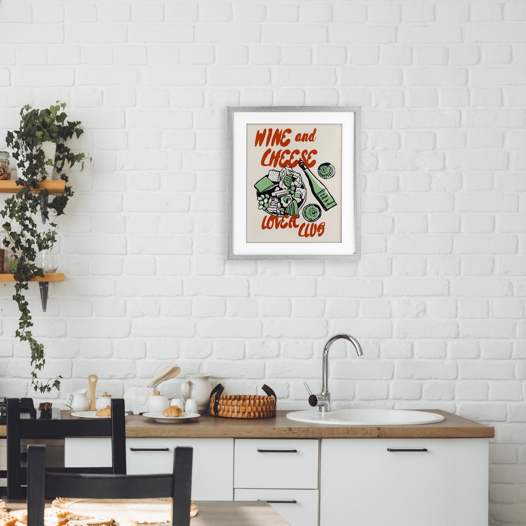 Stupell Industries Wine & Cheese Lover Club Gray Framed Print Under Glass, design by The Prints Vibe