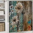 thumbnail image 6 of Rustic Shower Curtain Floral Barnwood Fabric Farmhouse Bath Curtain Hooks Old Wooden Garage Door American Country Farm Style , Various Specifications, 6 of 7