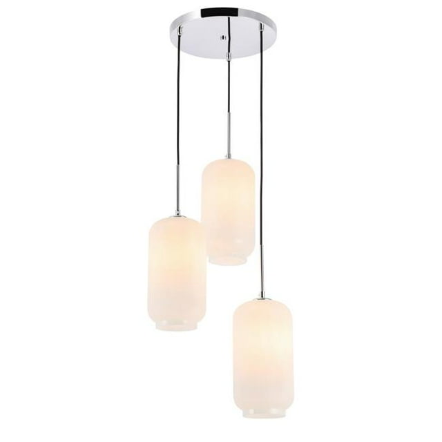 Living District LD2279C Collier 3 Light Chrome & Frosted White Glass Pendant