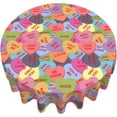 thumbnail image 2 of Colorful Candy Table Cloth,Hearts Love Round Tablecloth 60 Inch Decorative Fabric Table Cover for Dining Table, Buffet Parties, 2 of 6