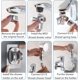 thumbnail image 4 of Juego de cabezal de ducha para lavabo, cabezal de ducha de baño de 3 modos, cabezal de ducha de mano con 3 adaptadores de grifo, longitud de 1,5 metros, color blanco, 4 of 5