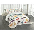 thumbnail image 3 of Ambesonne Zoo Quilted Bedspread Set 3 Pcs, Colorful Silhouettes Savannah, Queen Size,, 3 of 5