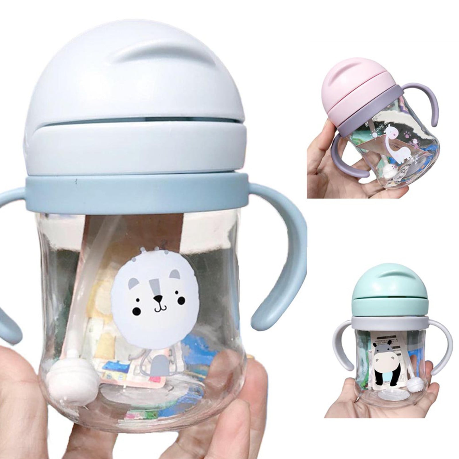 MOPOOR First Straw Cup, Feeding Supplies,Feeding Cup with Straw Learn Feeding Drinking Water Bottle Training Cup,Silicone Squeeze & Sip Straw Cup,Premium Food Grade Material