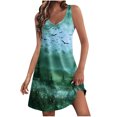 thumbnail image 1 of Vestido de Verano para las Mujeres Impresión de la Moda Bolsillo sin Mangas Cuello en V, Vestido Casual para la Playa Y Diario, 1 of 5