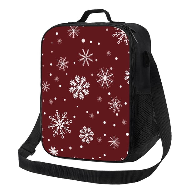 Balery Romantic white snowflakes Caja de Almuerzo y Bolsa de Almuerzo para Hombres y Mujeres, Bolsa de Almuerzo Reutilizable con Gran Capacidad, Bolsa de Almuerzo Aislada