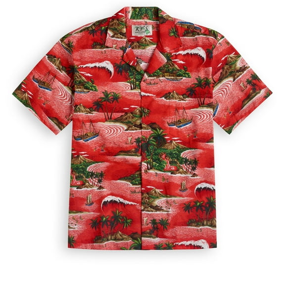 Red Beach Hawaiian Shirt, Summer Aloha Beach Shirt, Unisex Button Down Short Sleeve Shirts, Summer Shirt, Family Hawaiian Shirt